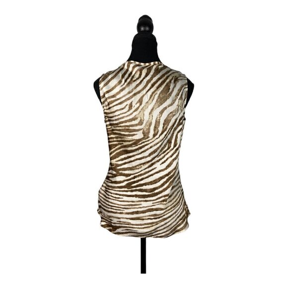 Vintage Y2K Satin Blouse, Sleeveless Tiger Print Top - Picture 4 of 9